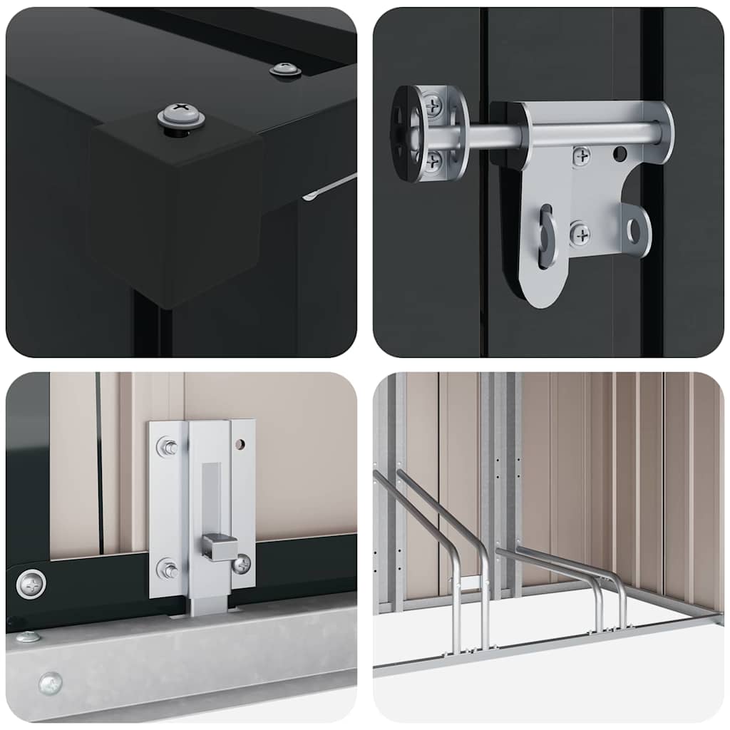 vidaXL Αποθήκη Ποδηλάτου 3 pcs Ανθρακί 215 x 206 x 157 εκ. Μέταλλο