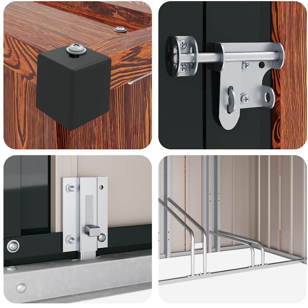 vidaXL Αποθήκη Ποδηλάτου 3 pcs Καφέ 215 x 206 x 157 εκ. Μέταλλο