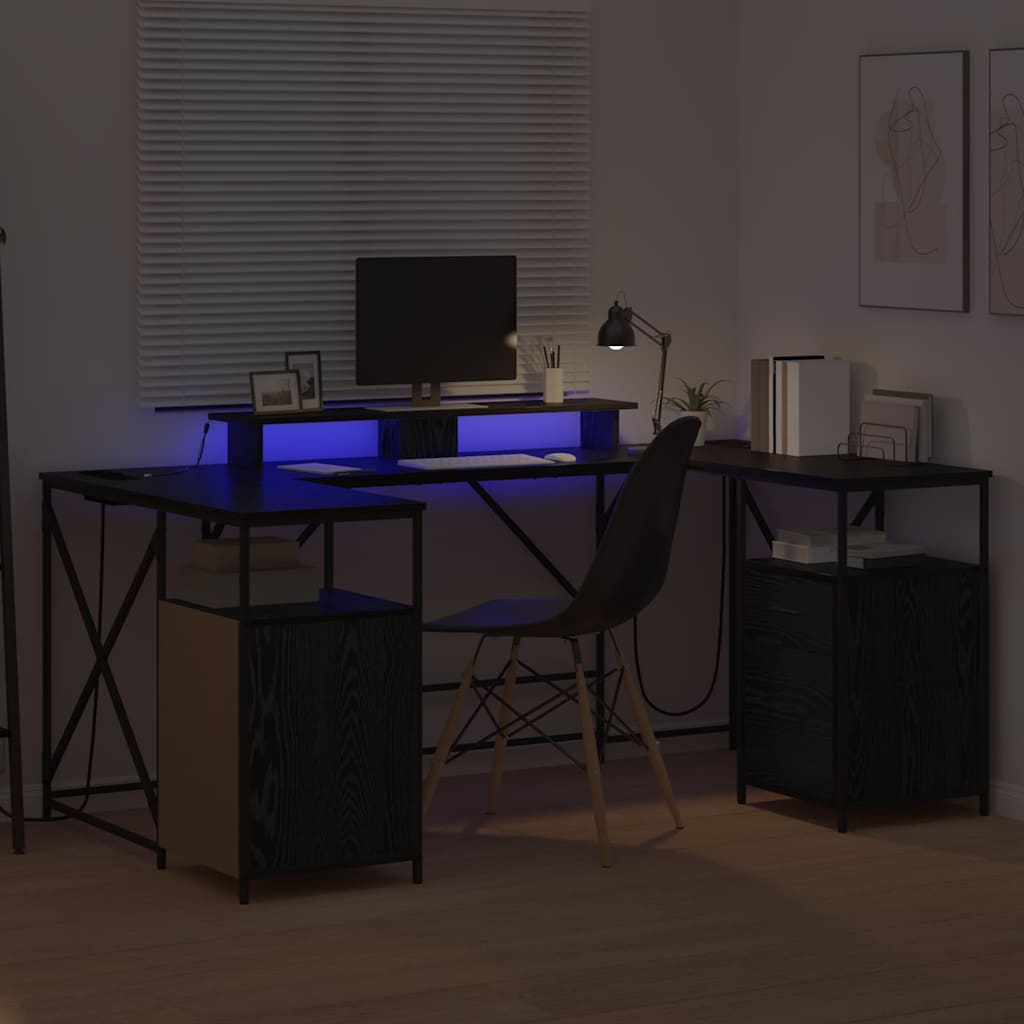 vidaXL Γραφείο Μαύρη δρυς 182 x 101 x 87.5 εκ Επεξεργασμένο ξύλο