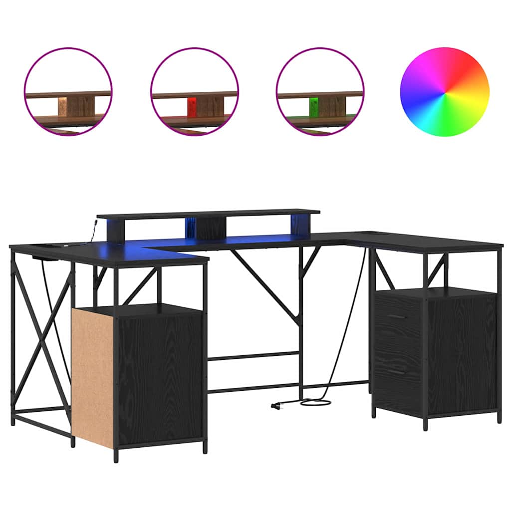 vidaXL Γραφείο Μαύρη δρυς 182 x 101 x 87.5 εκ Επεξεργασμένο ξύλο