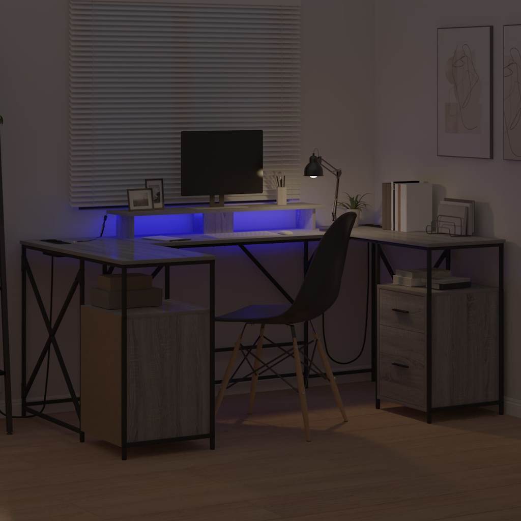 vidaXL Γραφείο Γκρι sonoma 182 x 101 x 87.5 εκ Επεξεργασμένο ξύλο