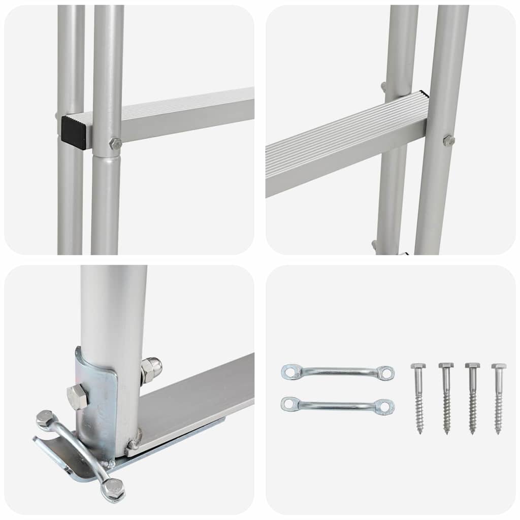 vidaXL 3-Βήμα Σκάλα για Μώλο Ασημί 45 x 11,5 x 134 εκ Αλουμίνιο
