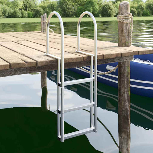 vidaXL 3-Βήμα Σκάλα για Μώλο Ασημί 45 x 11,5 x 134 εκ Αλουμίνιο
