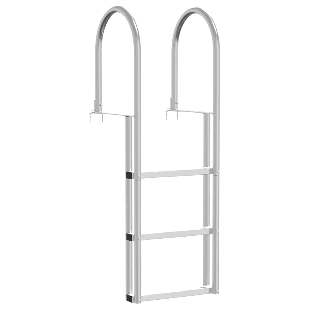 vidaXL 3-Βήμα Σκάλα για Μώλο Ασημί 45 x 11,5 x 134 εκ Αλουμίνιο