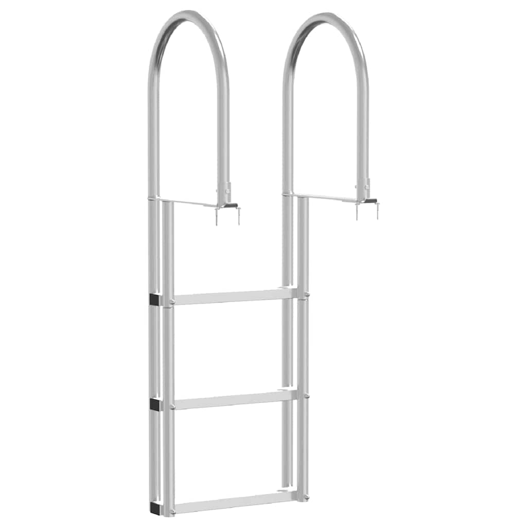 vidaXL 3-Βήμα Σκάλα για Μώλο Ασημί 45 x 11,5 x 134 εκ Αλουμίνιο