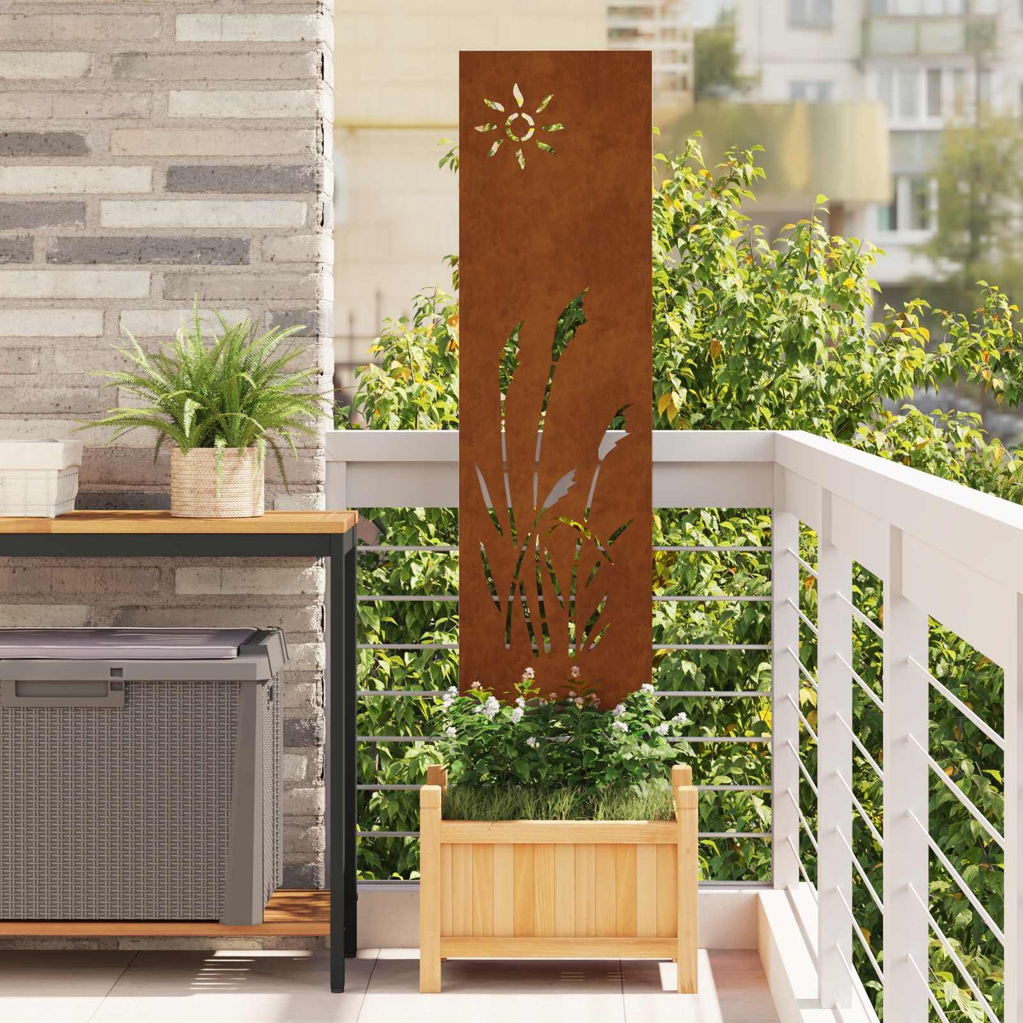 vidaXL Οθόνη Ιδιωτικότητας Κήπου Σκ rusty 32 χ 140 εκ