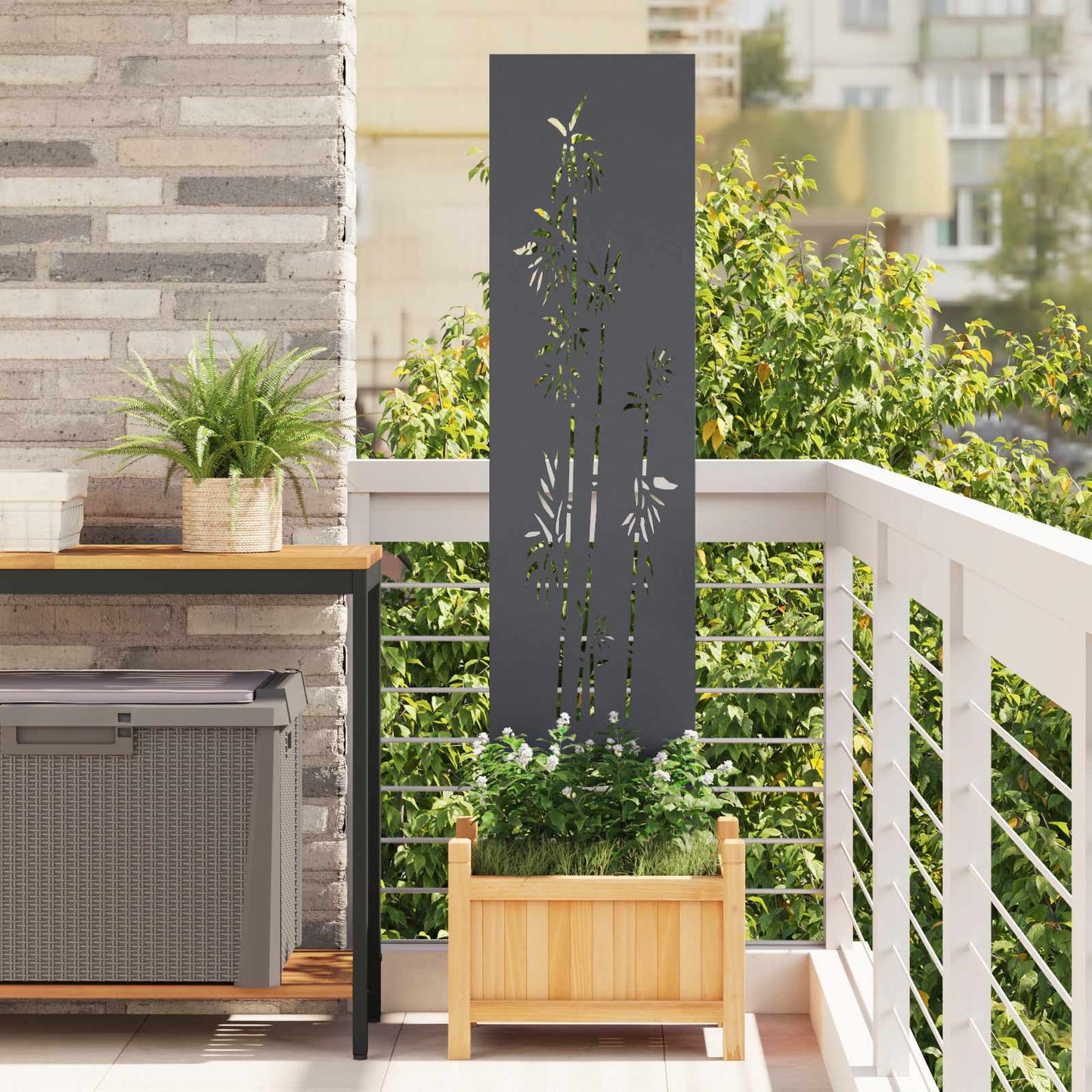 vidaXL Οθόνη Ιδιωτικότητας Κήπου Floral Ανθρακί 32 χ 140 εκ