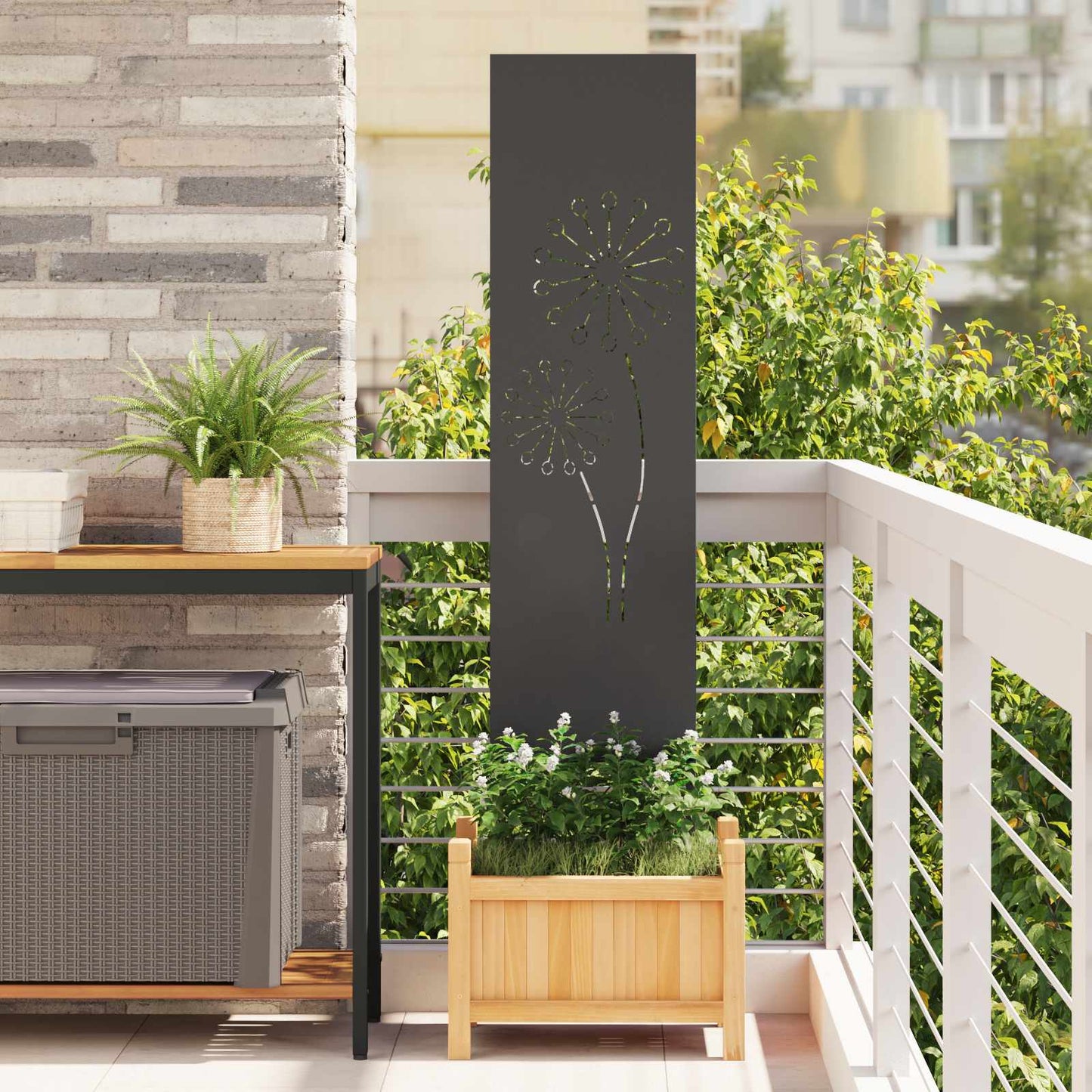 vidaXL Οθόνη Ιδιωτικότητας Κήπου Μαιανδρικό σχέδιο Μαύρο 32 χ 140 εκ