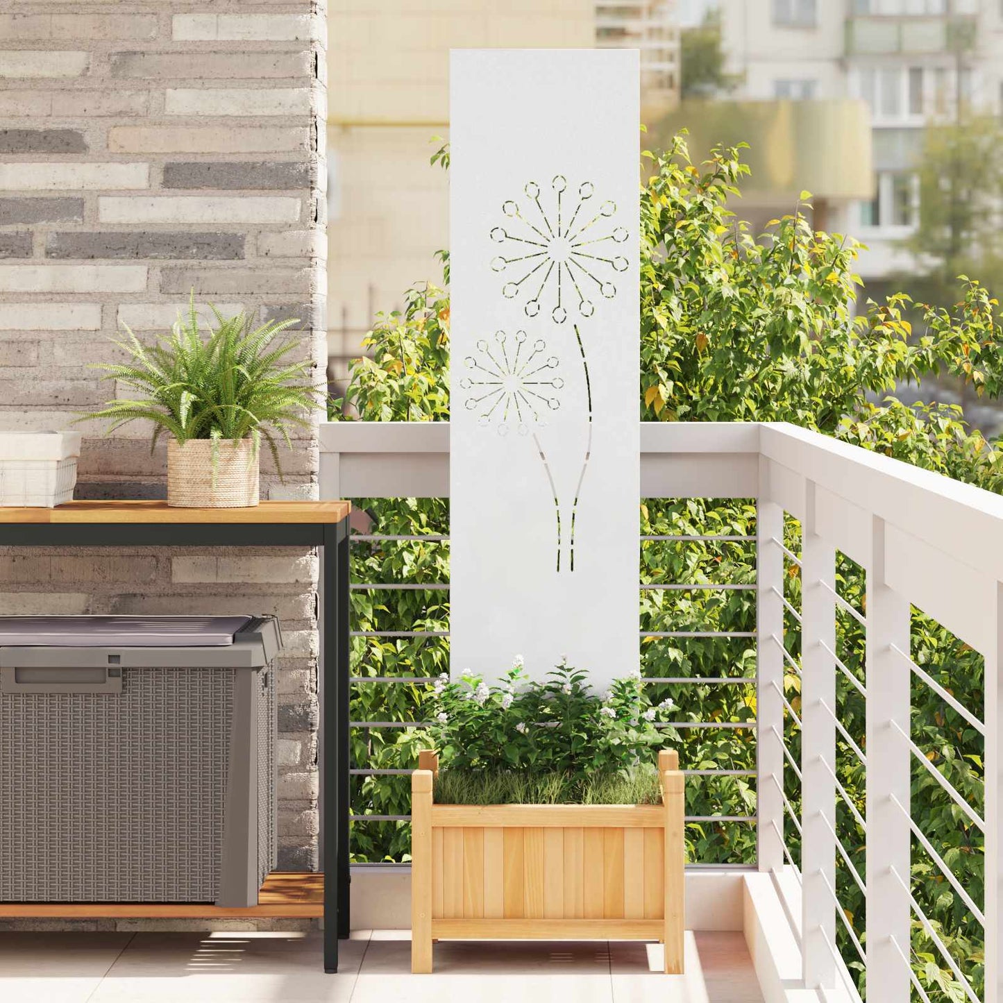 vidaXL Οθόνη Ιδιωτικότητας Κήπου Μαιανδρικό σχέδιο Λευκό 32 χ 140 εκ