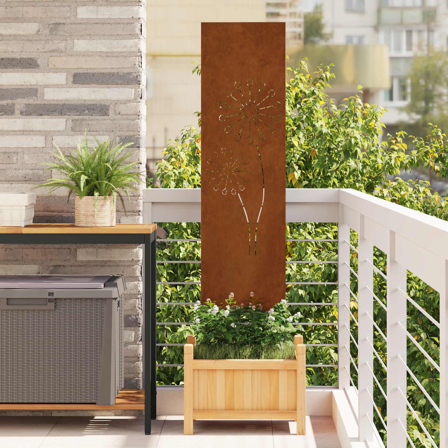 vidaXL Οθόνη Ιδιωτικότητας Κήπου Σκ rusty 32 χ 140 εκ