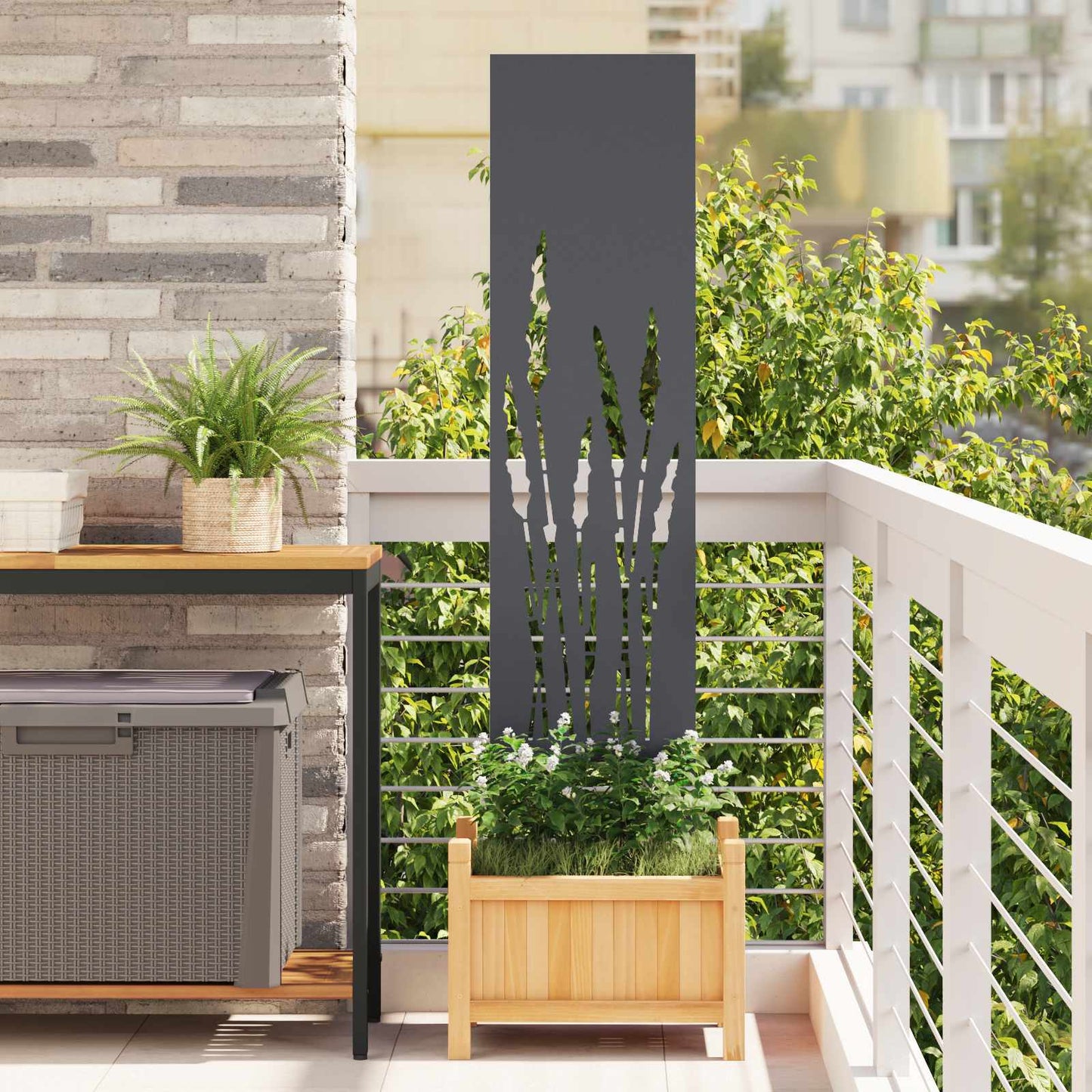vidaXL Οθόνη Ιδιωτικότητας Κήπου Μαιανδρικό σχέδιο Ανθρακί 32 χ 140 εκ