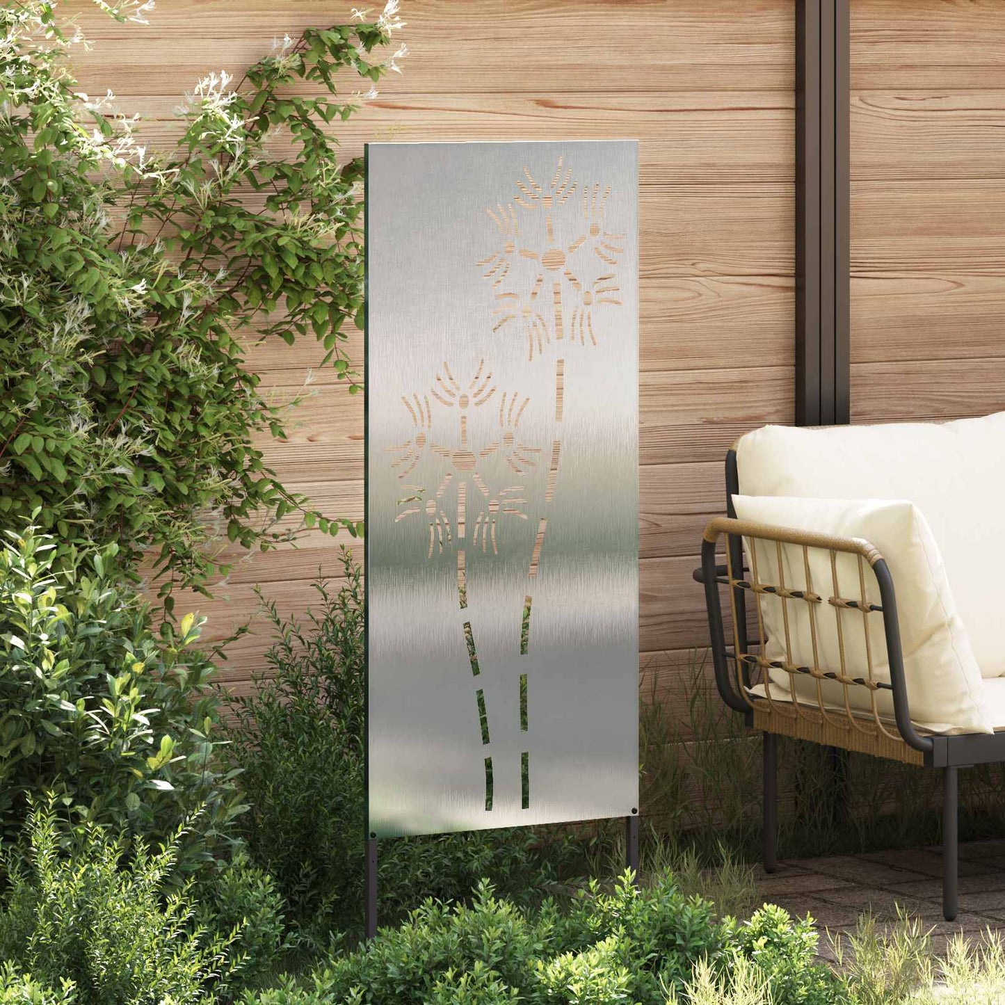 vidaXL Οθόνη Ιδιωτικότητας Κήπου Ασημί 50 x 140 εκ Ανοξείδωτο ατσάλι