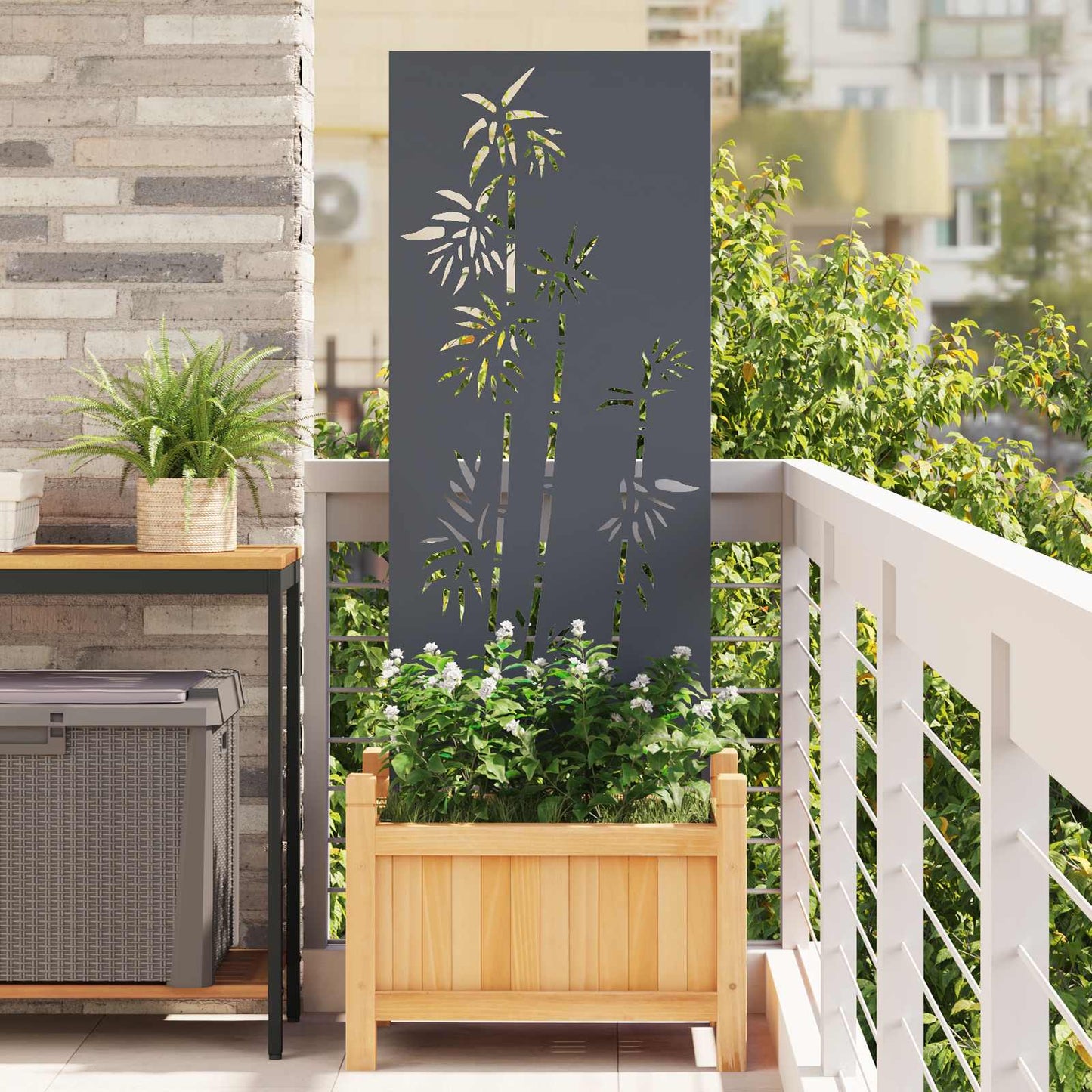 vidaXL Οθόνη Ιδιωτικότητας Κήπου Floral Ανθρακί 50 x 140 εκ
