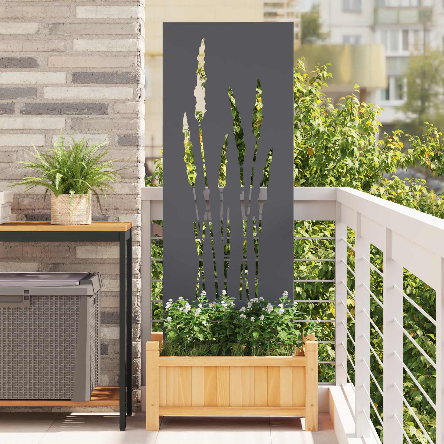 vidaXL Οθόνη Ιδιωτικότητας Κήπου Floral Ανθρακί 50 x 140 εκ