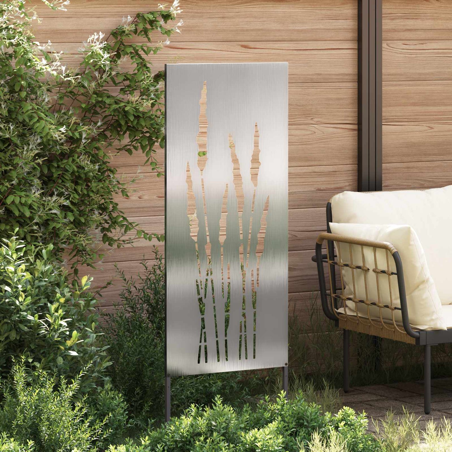 vidaXL Οθόνη Ιδιωτικότητας Κήπου Ασημί 50 x 140 εκ Ανοξείδωτο ατσάλι