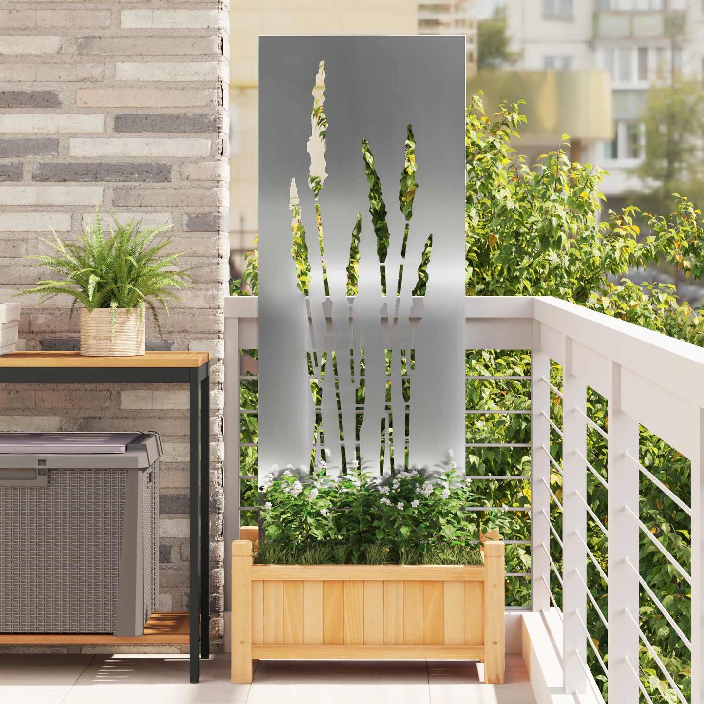 vidaXL Οθόνη Ιδιωτικότητας Κήπου Floral Ασημί 50 x 140 εκ