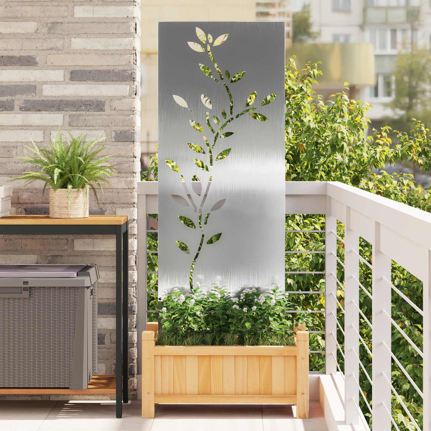 vidaXL Οθόνη Ιδιωτικότητας Κήπου Ασημί 50 x 140 εκ Ανοξείδωτο ατσάλι