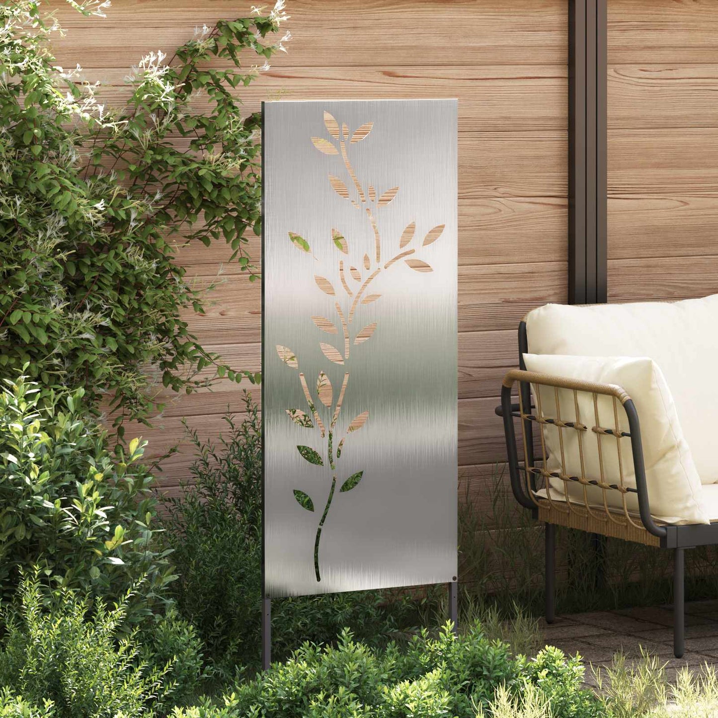 vidaXL Οθόνη Ιδιωτικότητας Κήπου Ασημί 50 x 140 εκ Ανοξείδωτο ατσάλι