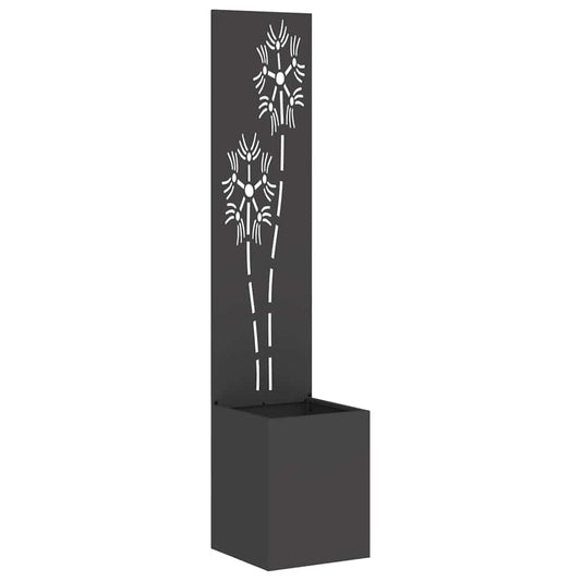 vidaXL Οθόνη Ιδιωτικότητας Κήπου Floral Μαύρο 32 x 140 εκ.
