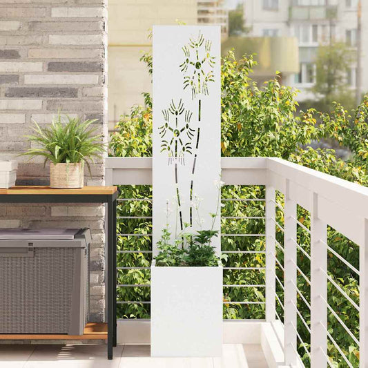 vidaXL Οθόνη Ιδιωτικότητας Κήπου Floral Λευκό 32 x 140 εκ.