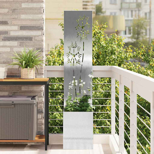 vidaXL Οθόνη Ιδιωτικότητας Κήπου Ασημί 32 x 140 εκ. Ανοξείδωτο ατσάλι