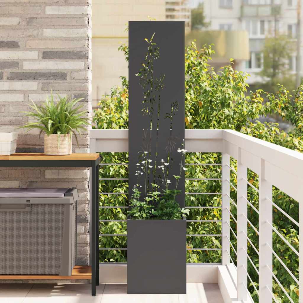 vidaXL Οθόνη Ιδιωτικότητας Κήπου Floral Μαύρο 32 x 140 εκ.