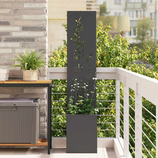 vidaXL Οθόνη Ιδιωτικότητας Κήπου Floral Μαύρο 32 x 140 εκ.