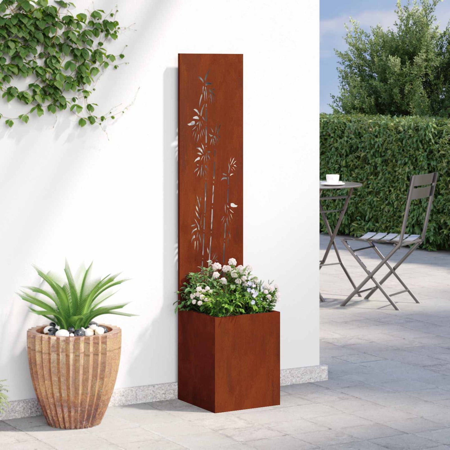 vidaXL Οθόνη Ιδιωτικότητας Κήπου Floral Σκ rusty 32 x 140 εκ.
