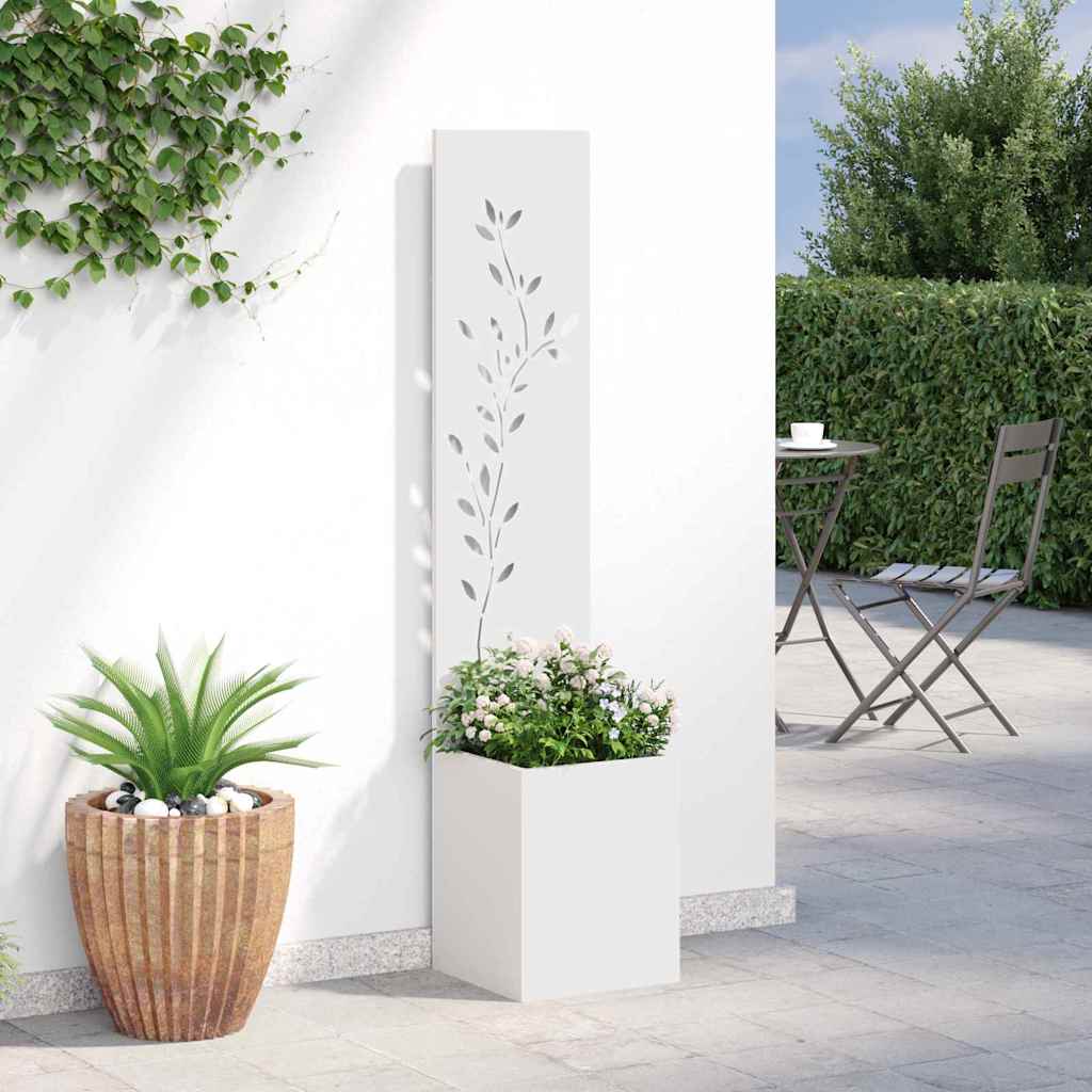 vidaXL Οθόνη Ιδιωτικότητας Κήπου Floral Λευκό 32 x 140 εκ.