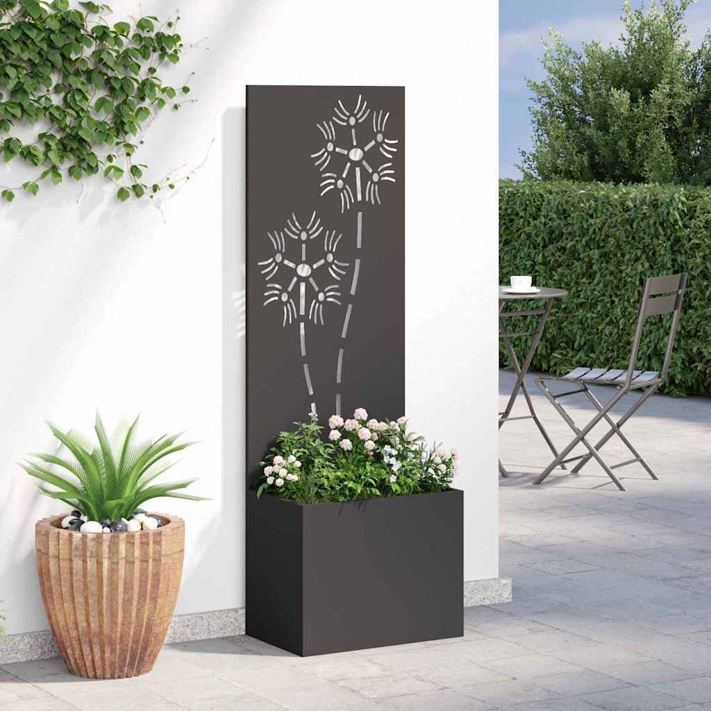 vidaXL Οθόνη Ιδιωτικότητας Κήπου Floral Μαύρο 50 x 140 cm