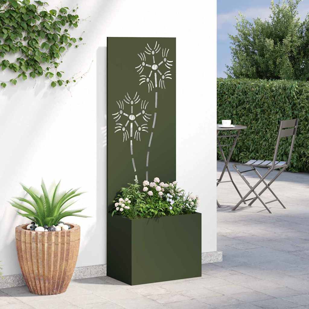 vidaXL Οθόνη Ιδιωτικότητας Κήπου Floral Λαδί 50 x 140 cm