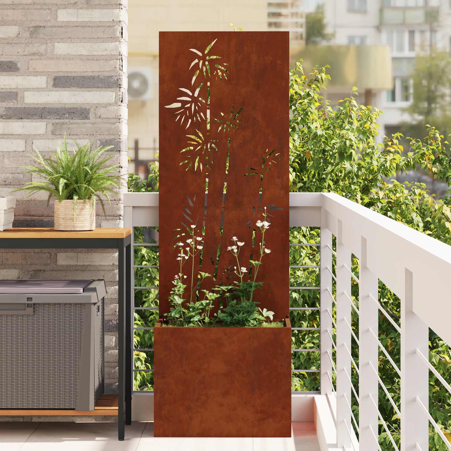 vidaXL Οθόνη Ιδιωτικότητας Κήπου Floral Σκ rusty 50 x 32 x 150 εκ