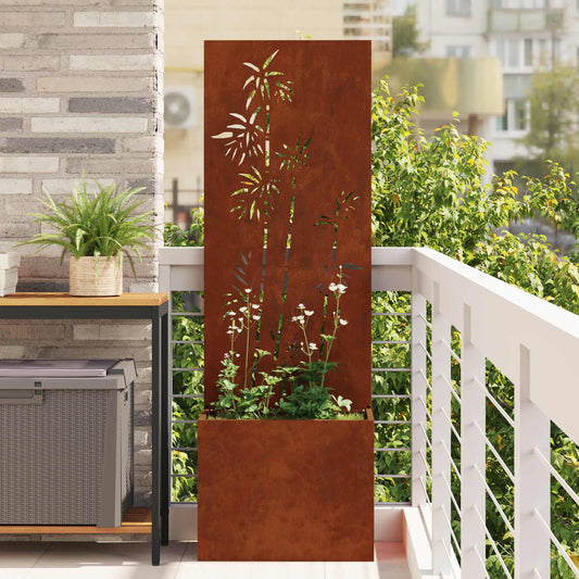 vidaXL Οθόνη Ιδιωτικότητας Κήπου Floral Σκ rusty 50 x 32 x 150 εκ