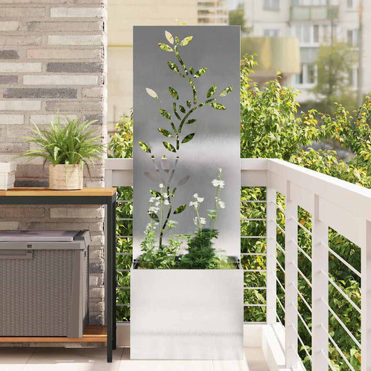 vidaXL Οθόνη Ιδιωτικότητας Κήπου Floral Ασημί 50 x 32 x 150 εκ