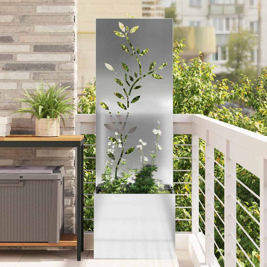 vidaXL Οθόνη Ιδιωτικότητας Κήπου Floral Ασημί 50 x 32 x 150 εκ