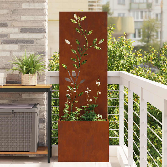 vidaXL Οθόνη Ιδιωτικότητας Κήπου Floral Σκ rusty 50 x 32 x 150 εκ