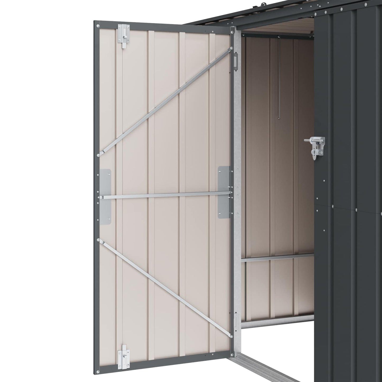 vidaXL Κουτί αποθήκευσης κήπου Μαύρο 214 x 82 x 132 εκ Ατσάλι