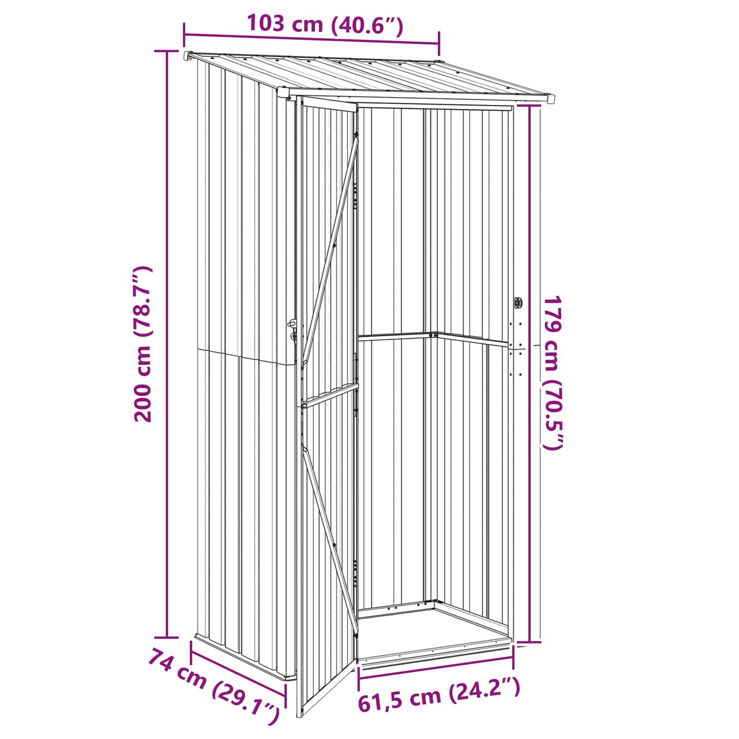 vidaXL Κηποσυνθέσεις Ανθρακί 103 x 74 x 200 εκ Μέταλλο