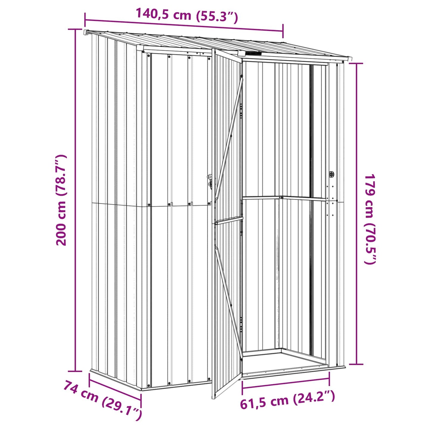 vidaXL Κηποσυνθέσεις Ανθρακί 140,5 x 74 x 200 εκ Μέταλλο