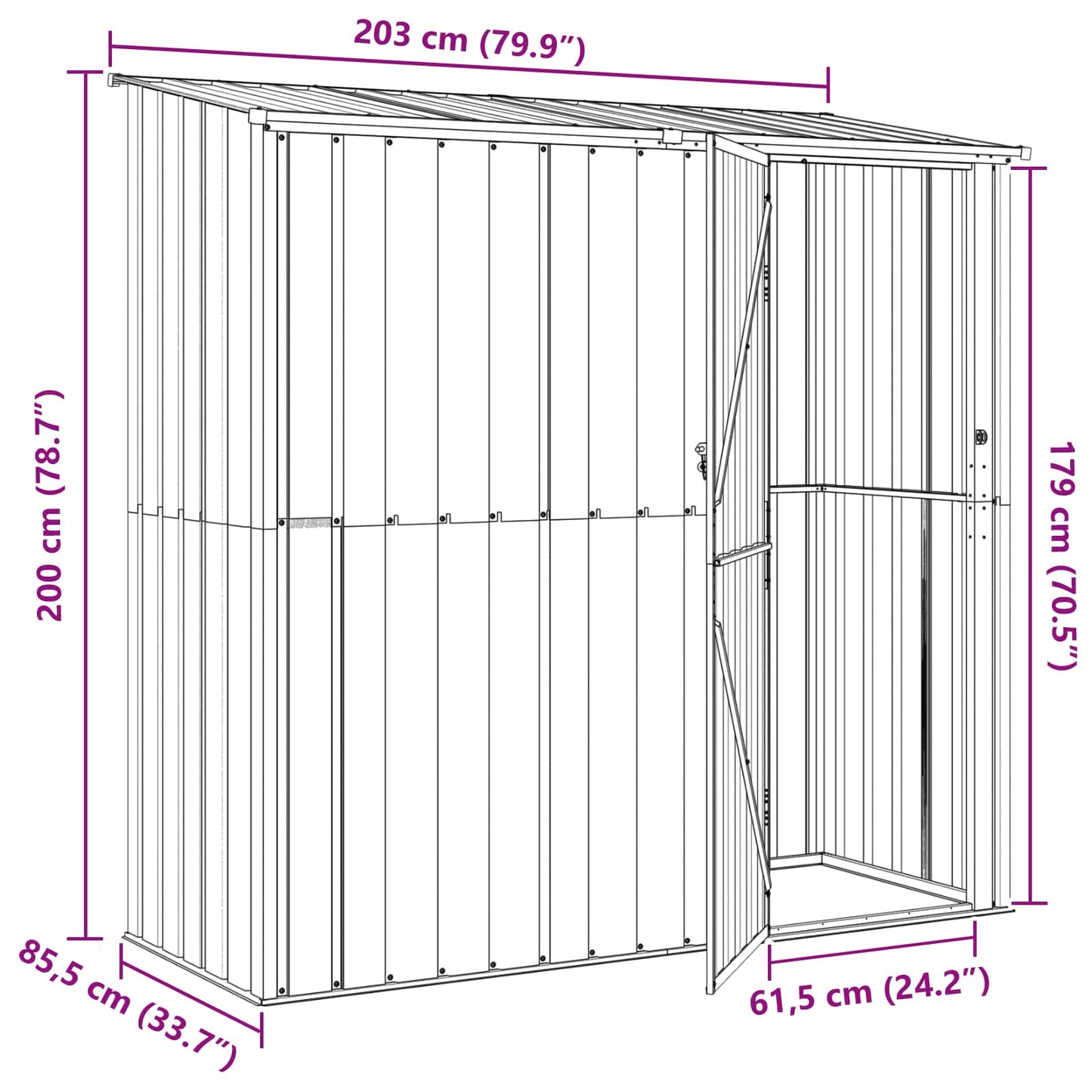 vidaXL Κηποσυνθέσεις Ανθρακί 203 x 85,5 x 200 εκ Μέταλλο