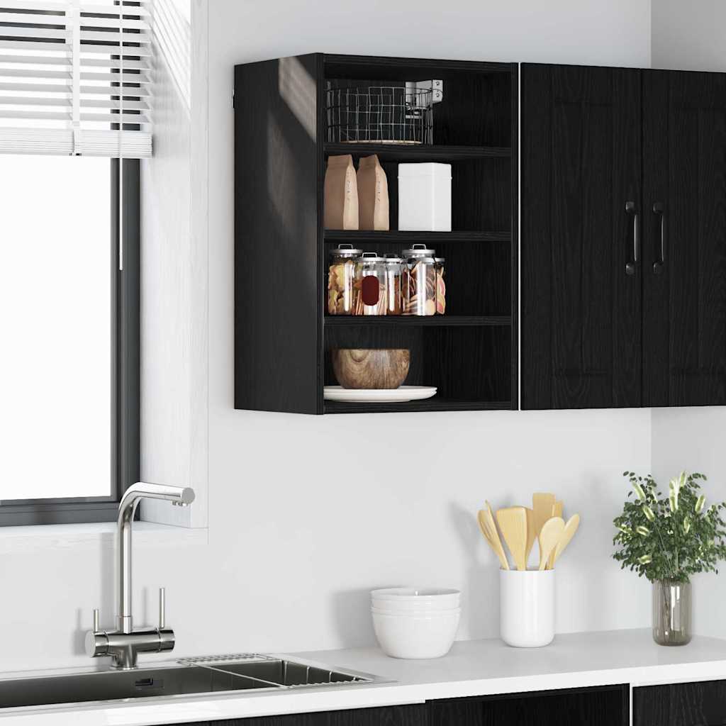 vidaXL Κρεμαστό ντουλάπι με ράφι Riga Μαύρη δρυς 40 x 29,5 x 60 εκ.