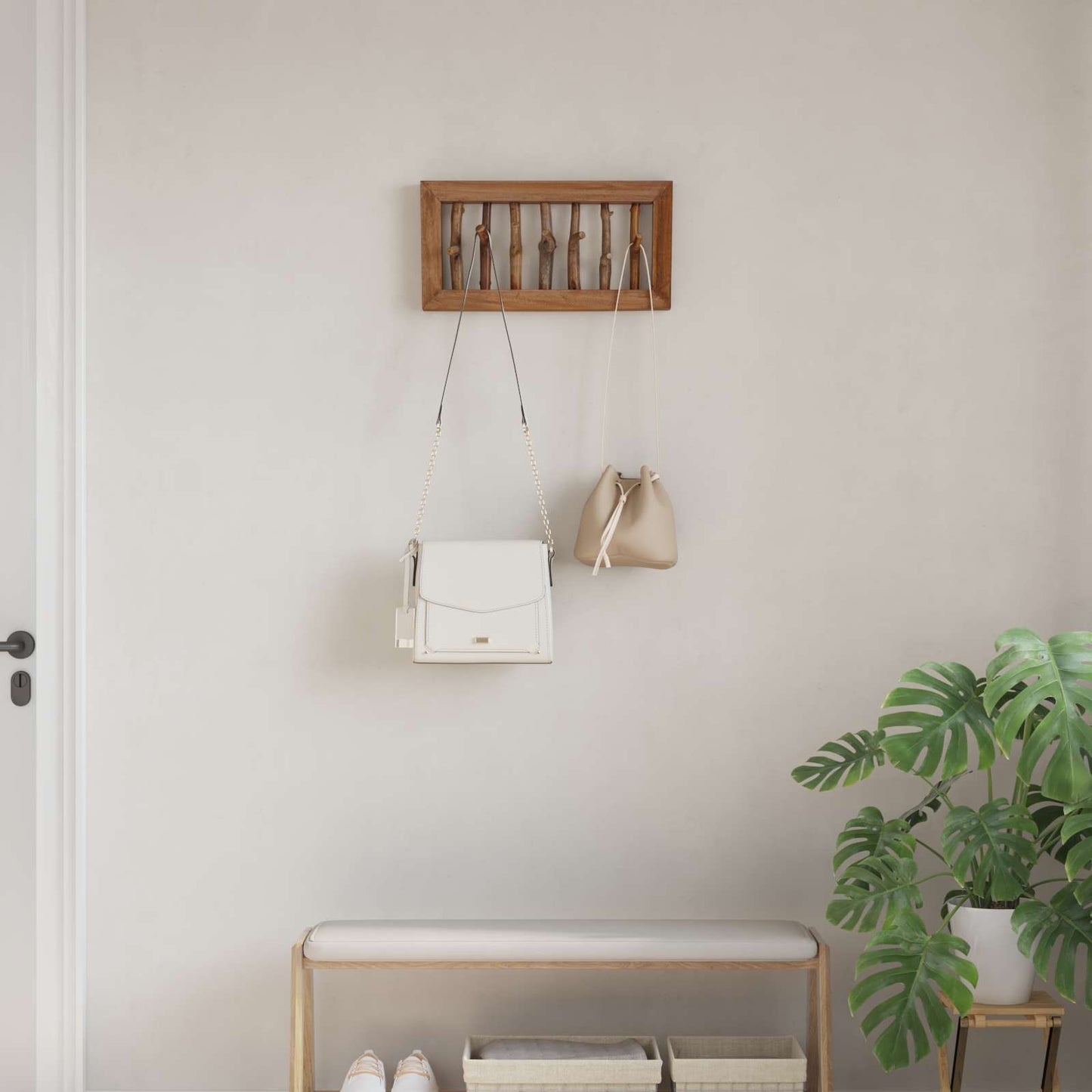 vidaXL Κρεμάστρα Καφέ 50 x 11 x 25 εκ Στερεό ξύλο Μαόνι