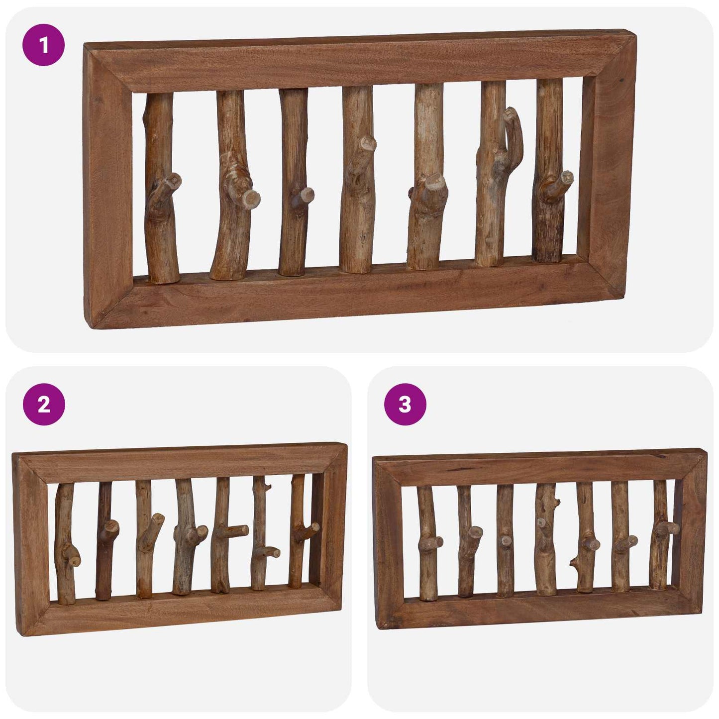 vidaXL Κρεμάστρα Καφέ 50 x 11 x 25 εκ Στερεό ξύλο Μαόνι