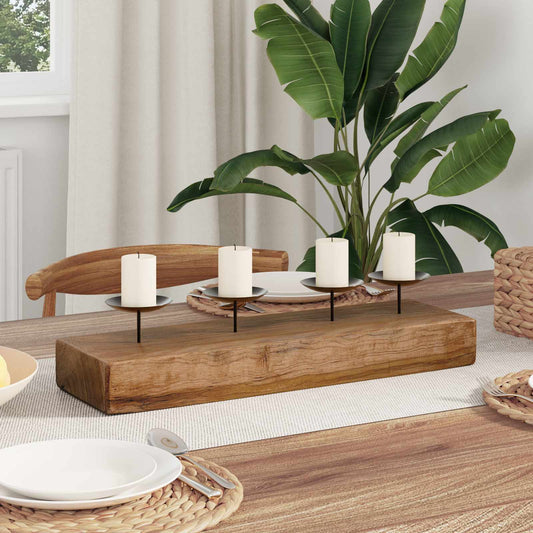 vidaXL Κηροπήγιο Φυσικό 50 x 15 x 10 εκ Μασίφ ξύλο teak