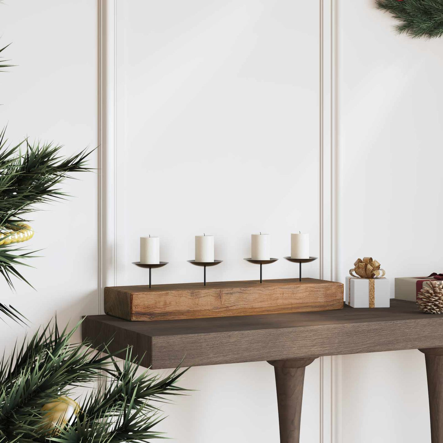 vidaXL Κηροπήγιο Φυσικό 50 x 15 x 10 εκ Μασίφ ξύλο teak