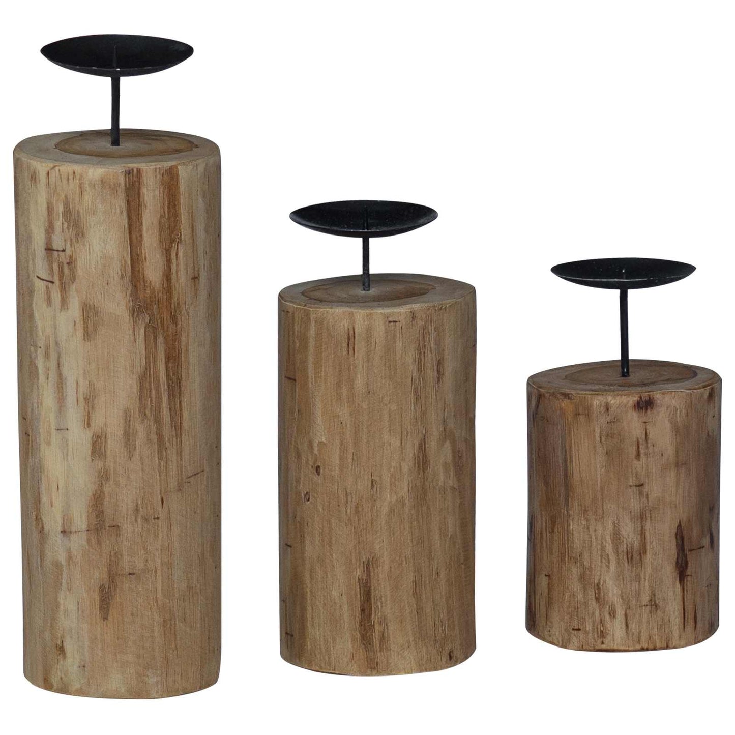 vidaXL Κηροπήγιο 3 pcs Φυσικό Μασίφ ξύλο teak