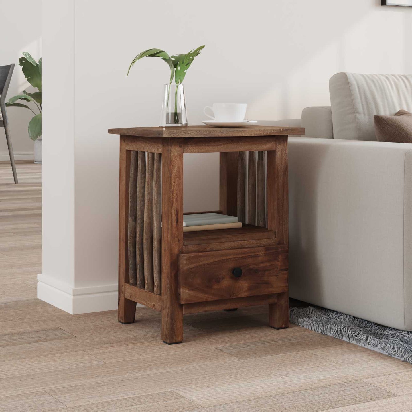 vidaXL Κομοδίνο Καφέ 30 x 30 x 47 εκ Στερεό Ανακτηθέν Ξύλο