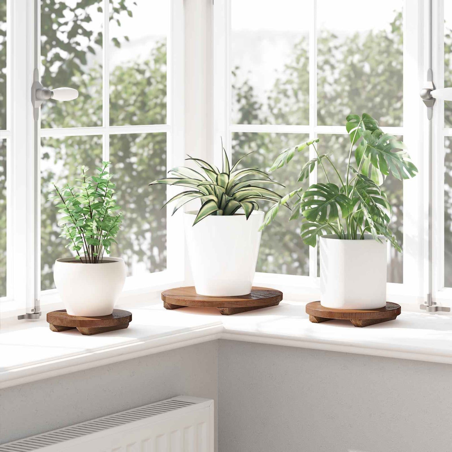 vidaXL Σκαμπό Φυτού 3 pcs Καφέ Ξύλο Μαόνι