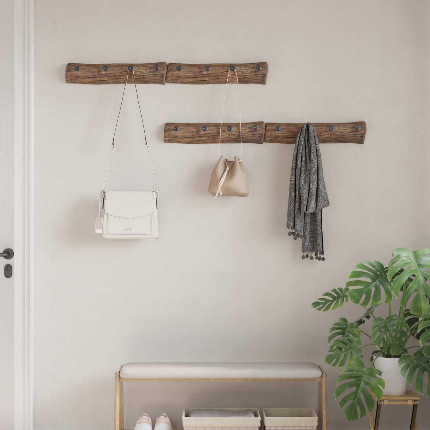 vidaXL Κρεμάστρα Καφέ 50 x 8 x 12 εκ Στερεό Ανακτηθέν Ξύλο