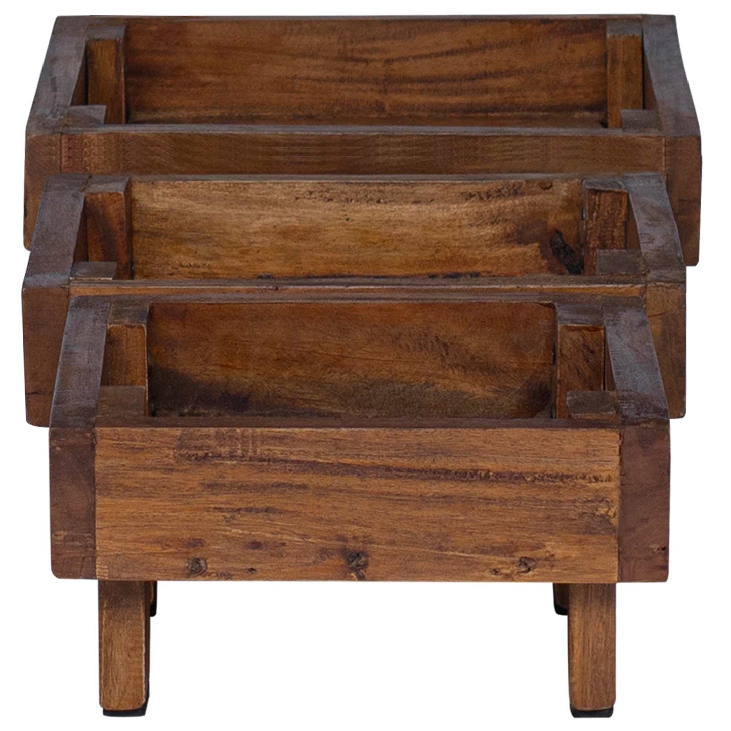 vidaXL Βάση φυτών 3 pcs Καφέ Ξύλο Μαόνι